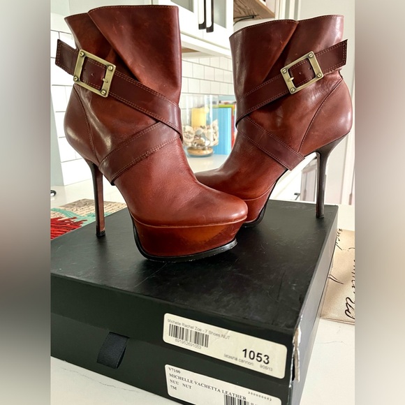 Rachel Zoe Michelle Vachetta Leather size 7 Platform Bootie Color:Nut. - Picture 2 of 5